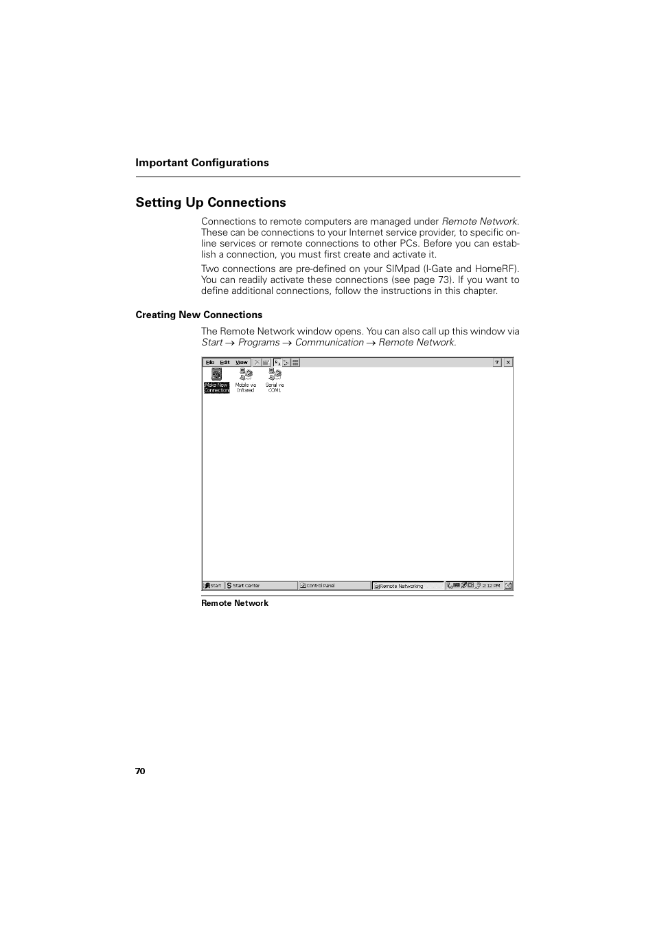 Setting up connections, Creating new connections, 6hwwlqj 8s &rqqhfwlrqv | Siemens SL4 User Manual | Page 70 / 104