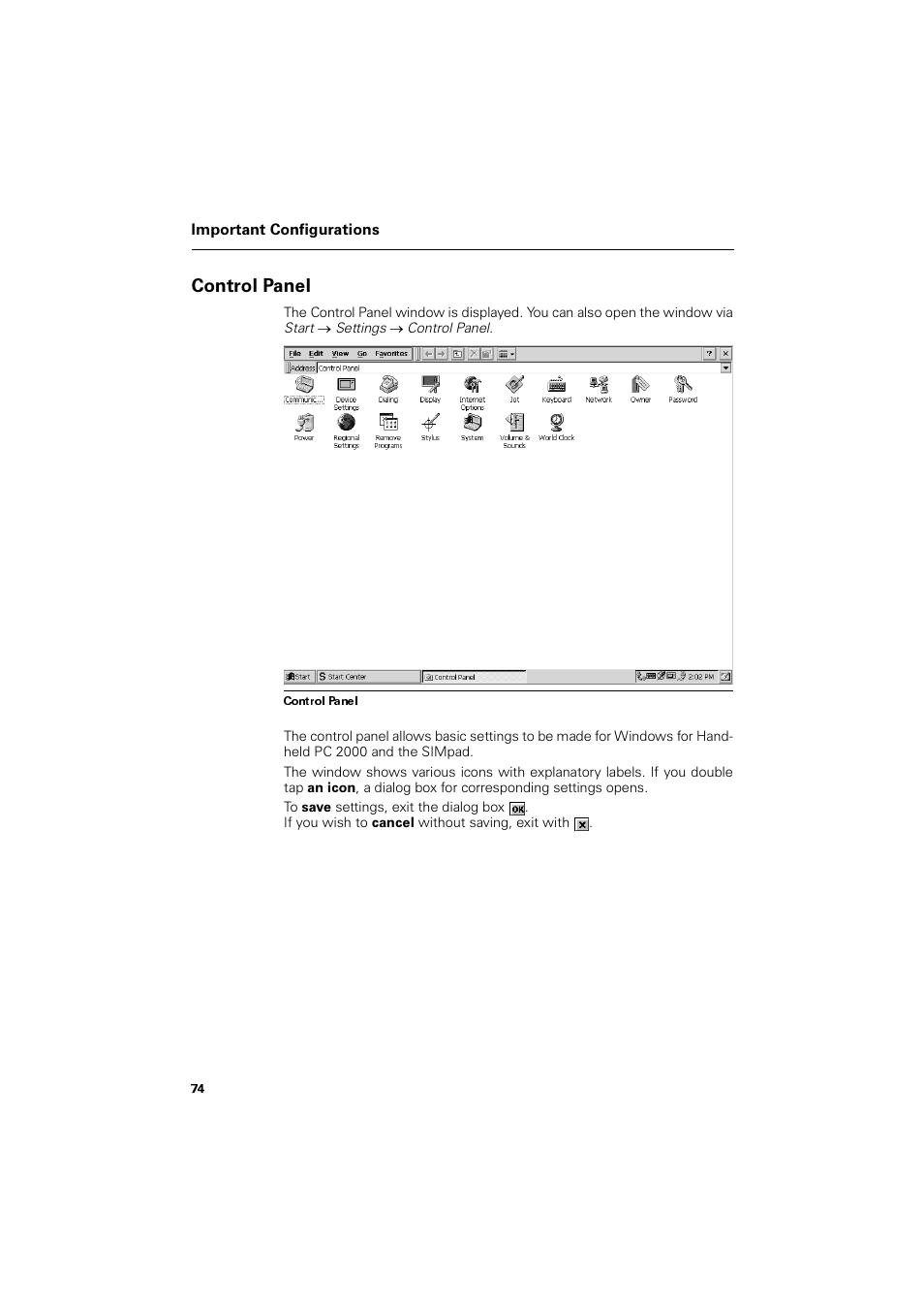 Control panel, Rqwuro 3dqho | Siemens SL4 User Manual | Page 74 / 104