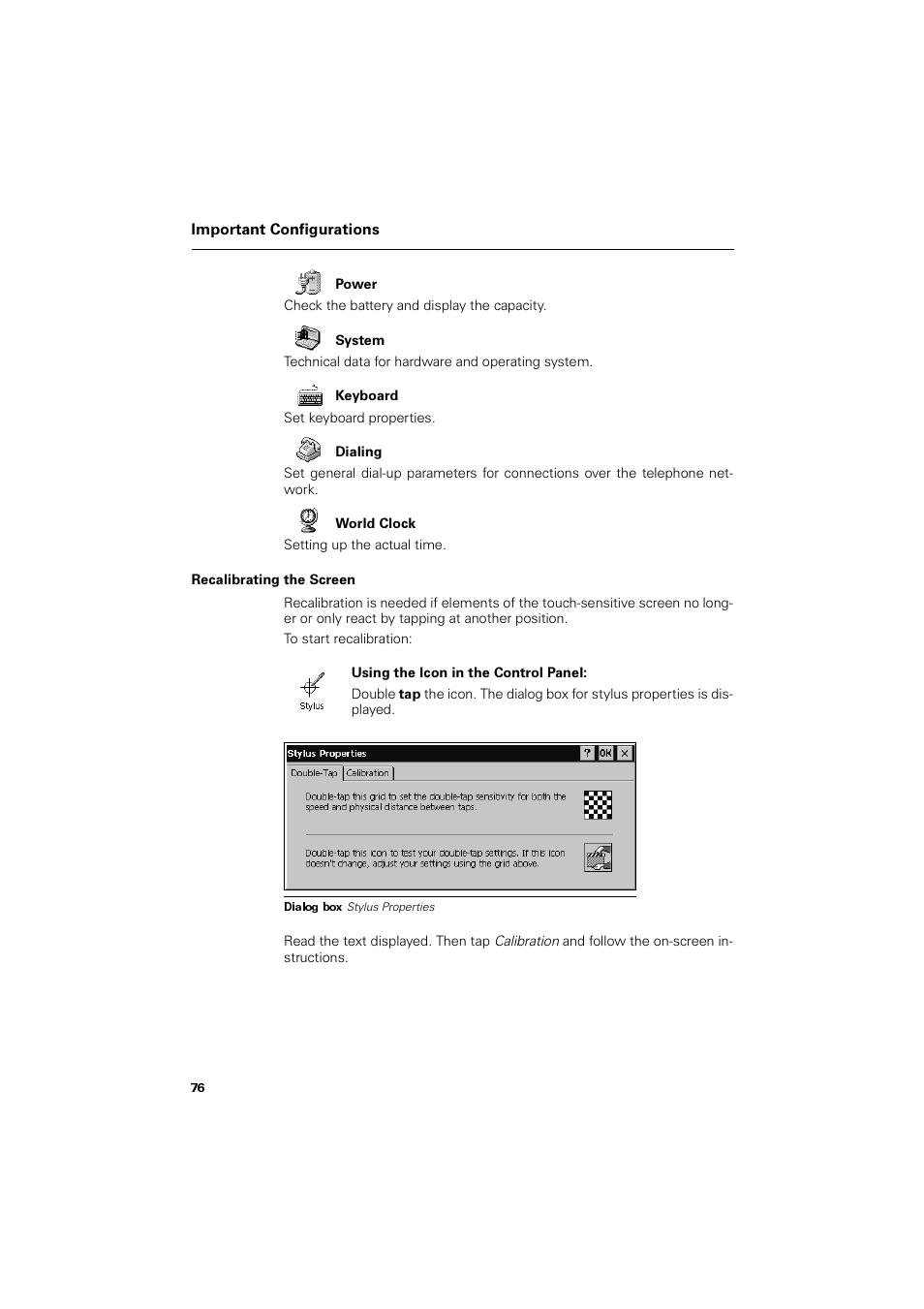 Recalibrating the screen | Siemens SL4 User Manual | Page 76 / 104