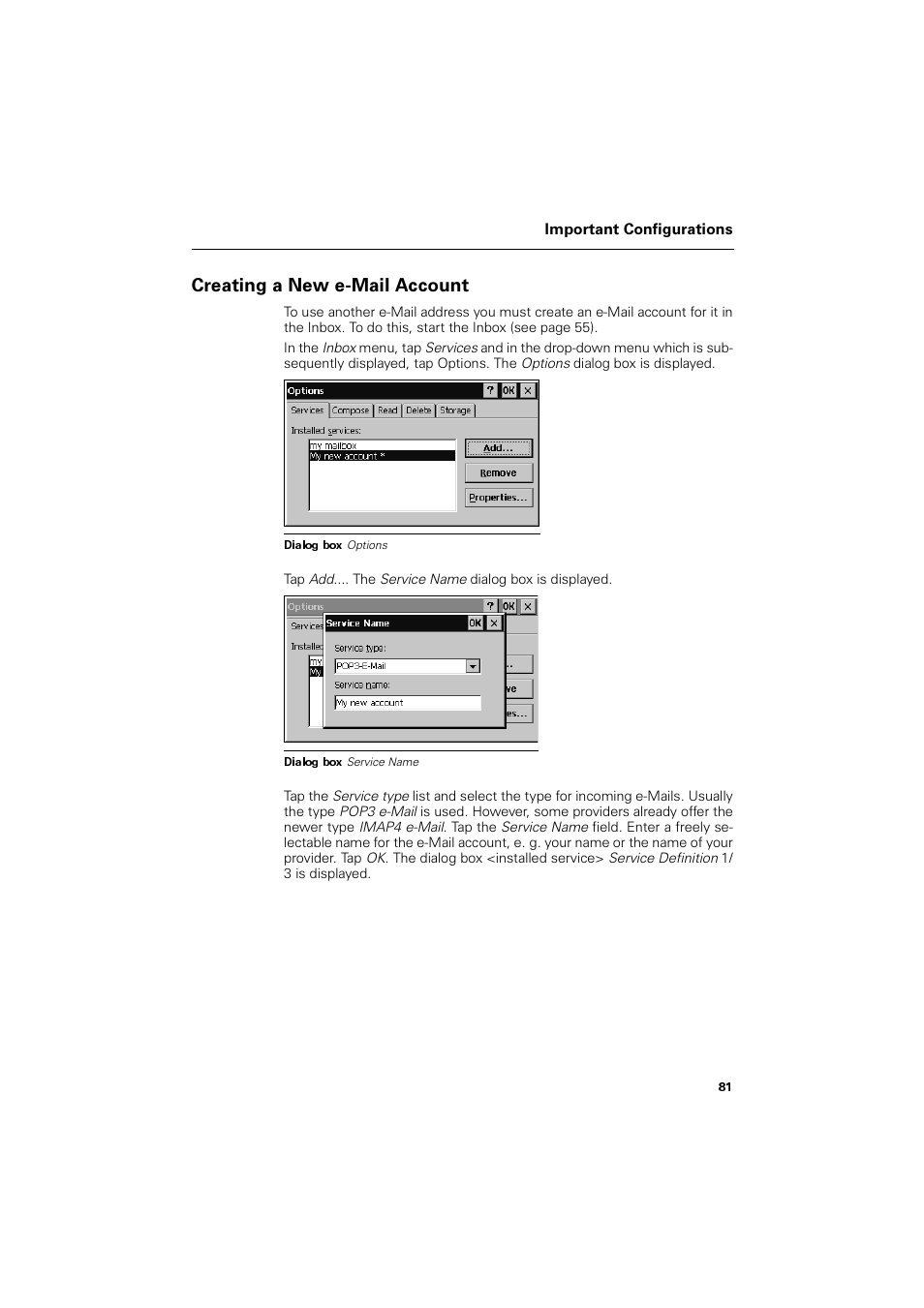 Creating a new e-mail account, Uhdwlqj d 1hz h0dlo $ffrxqw | Siemens SL4 User Manual | Page 81 / 104