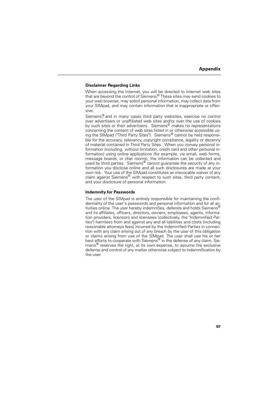 Siemens SL4 User Manual | Page 97 / 104