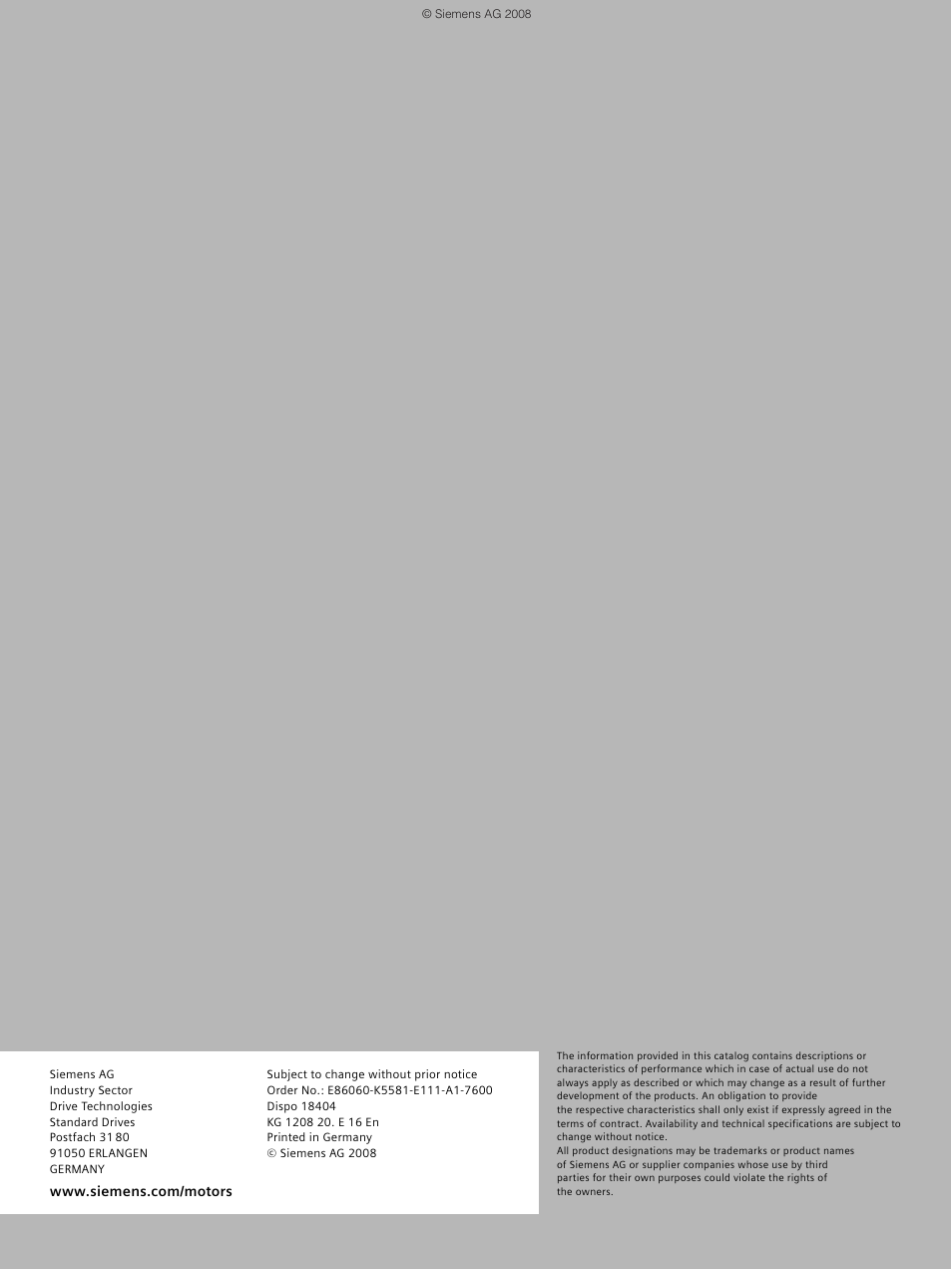 Siemens IEC Squirrel-Cage Motor 1LA7 User Manual | Page 16 / 16