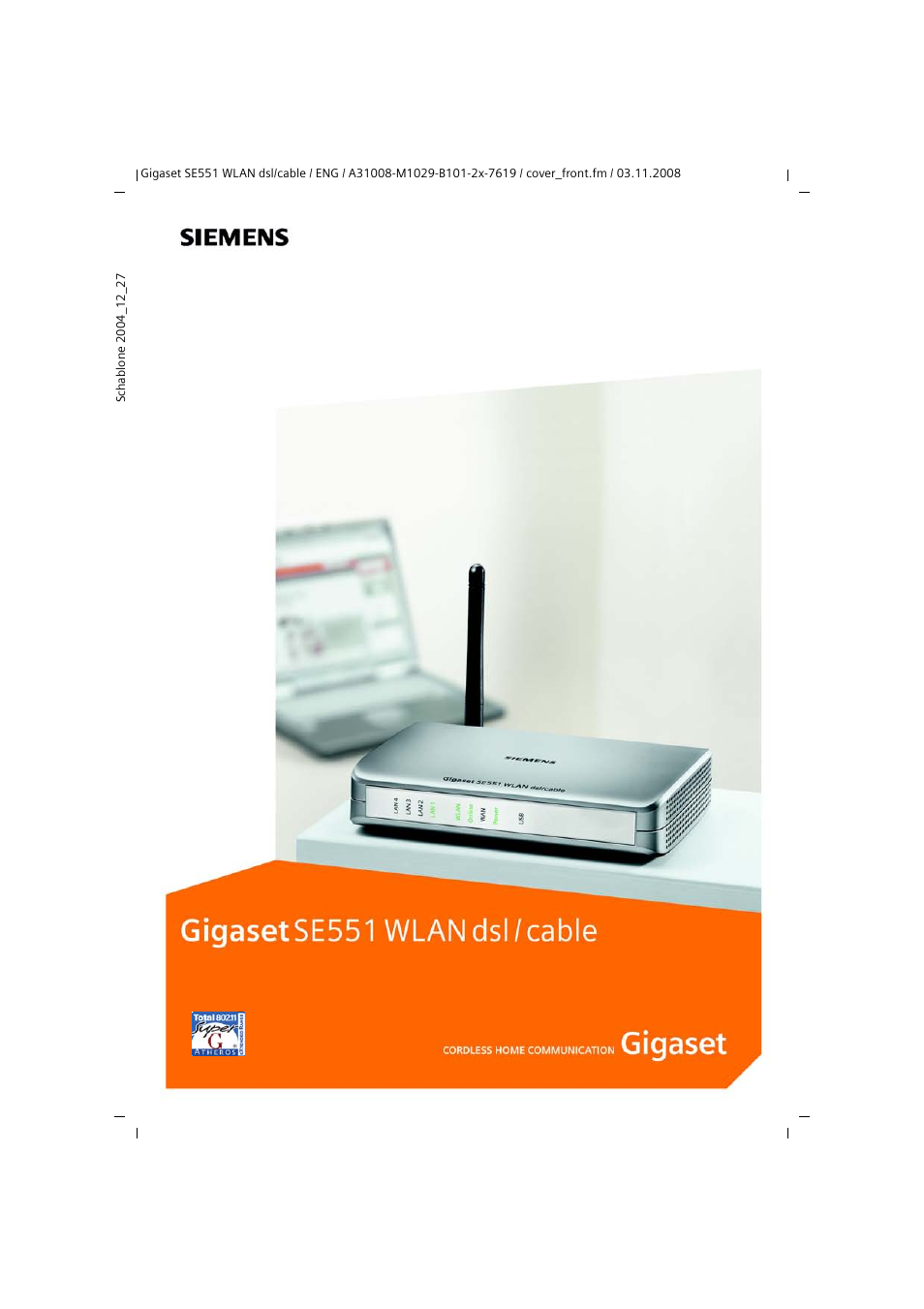 Siemens Simens Gigaset WLAN dsl/cable SE551 User Manual | 148 pages