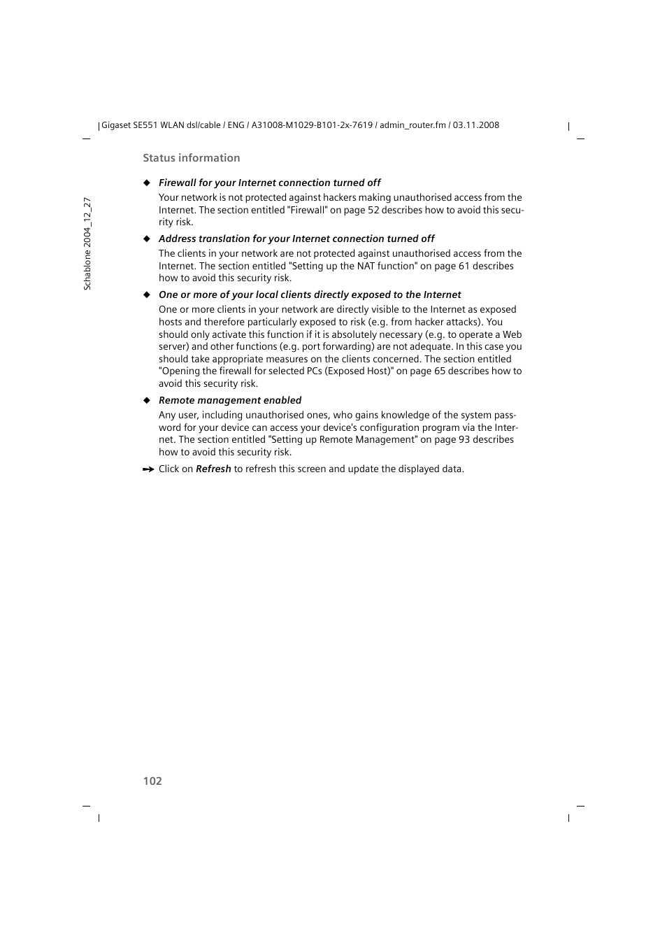 Siemens Simens Gigaset WLAN dsl/cable SE551 User Manual | Page 102 / 148