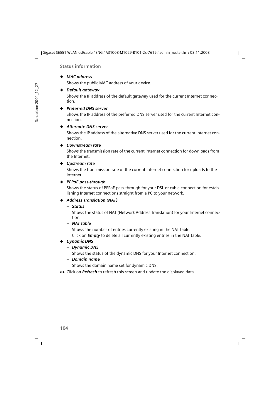 Siemens Simens Gigaset WLAN dsl/cable SE551 User Manual | Page 104 / 148