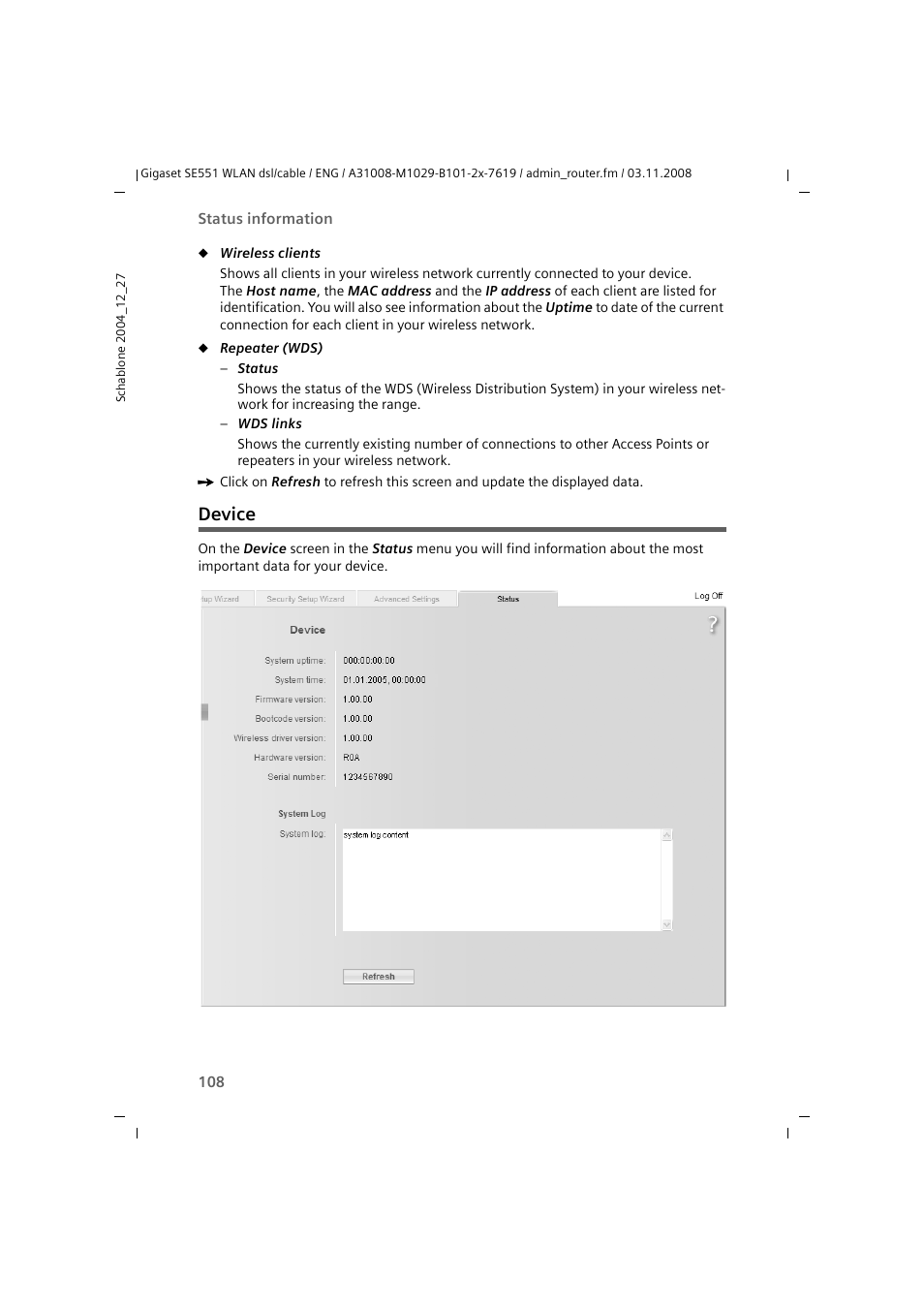 Device | Siemens Simens Gigaset WLAN dsl/cable SE551 User Manual | Page 108 / 148