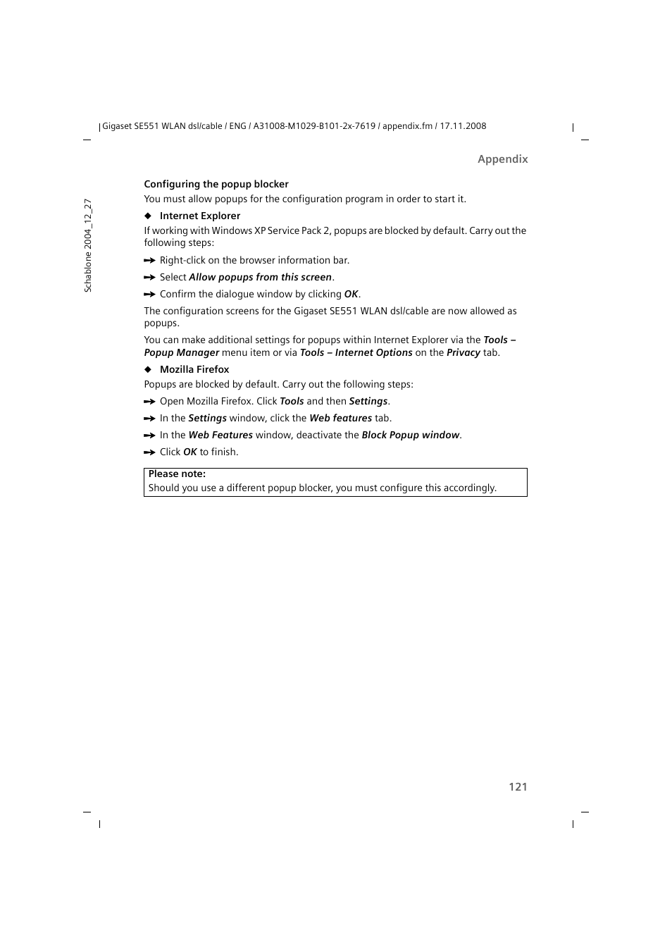 Siemens Simens Gigaset WLAN dsl/cable SE551 User Manual | Page 121 / 148