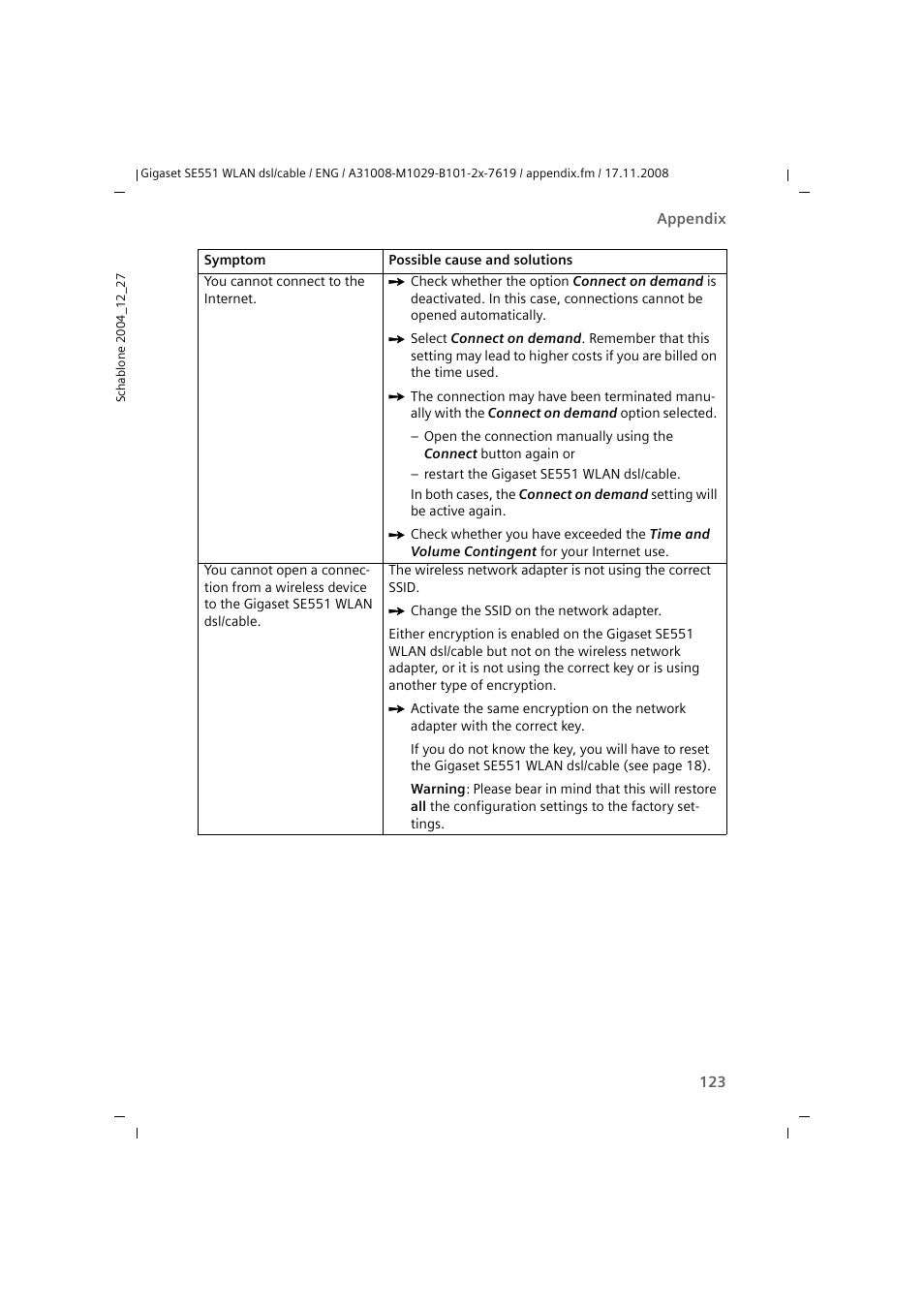 Siemens Simens Gigaset WLAN dsl/cable SE551 User Manual | Page 123 / 148