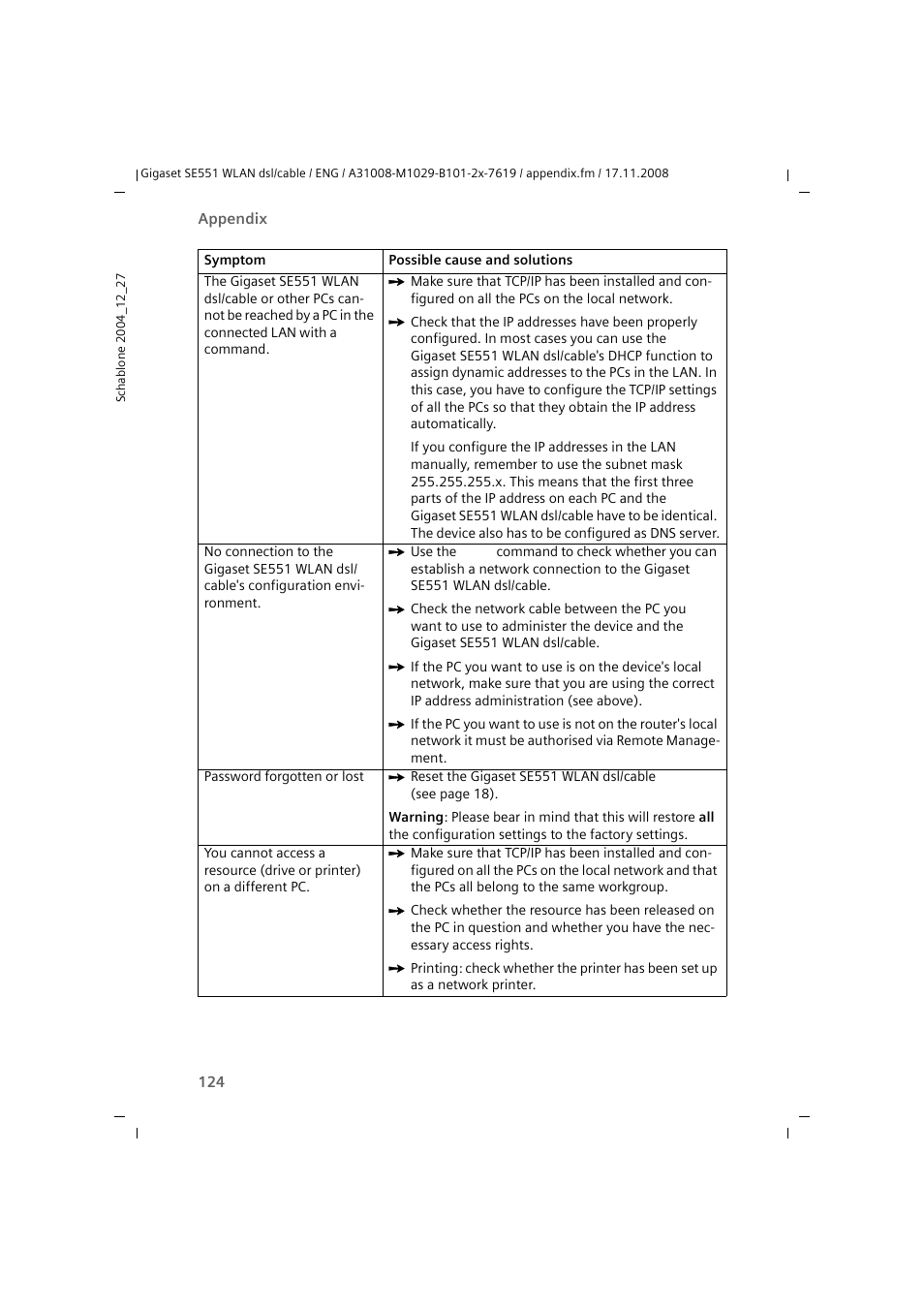 Siemens Simens Gigaset WLAN dsl/cable SE551 User Manual | Page 124 / 148