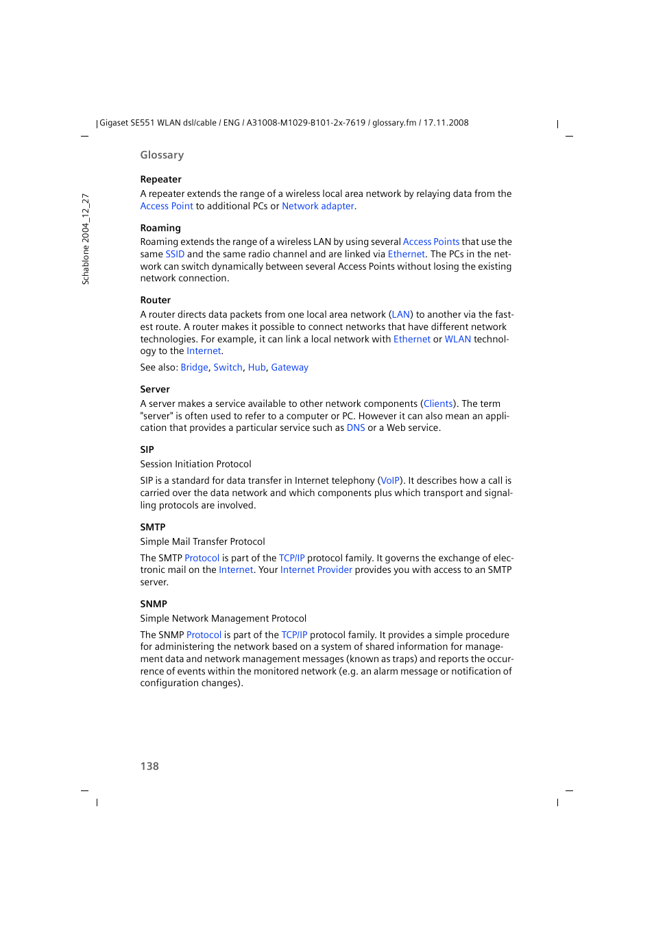 Router, Server, Is a | Siemens Simens Gigaset WLAN dsl/cable SE551 User Manual | Page 138 / 148