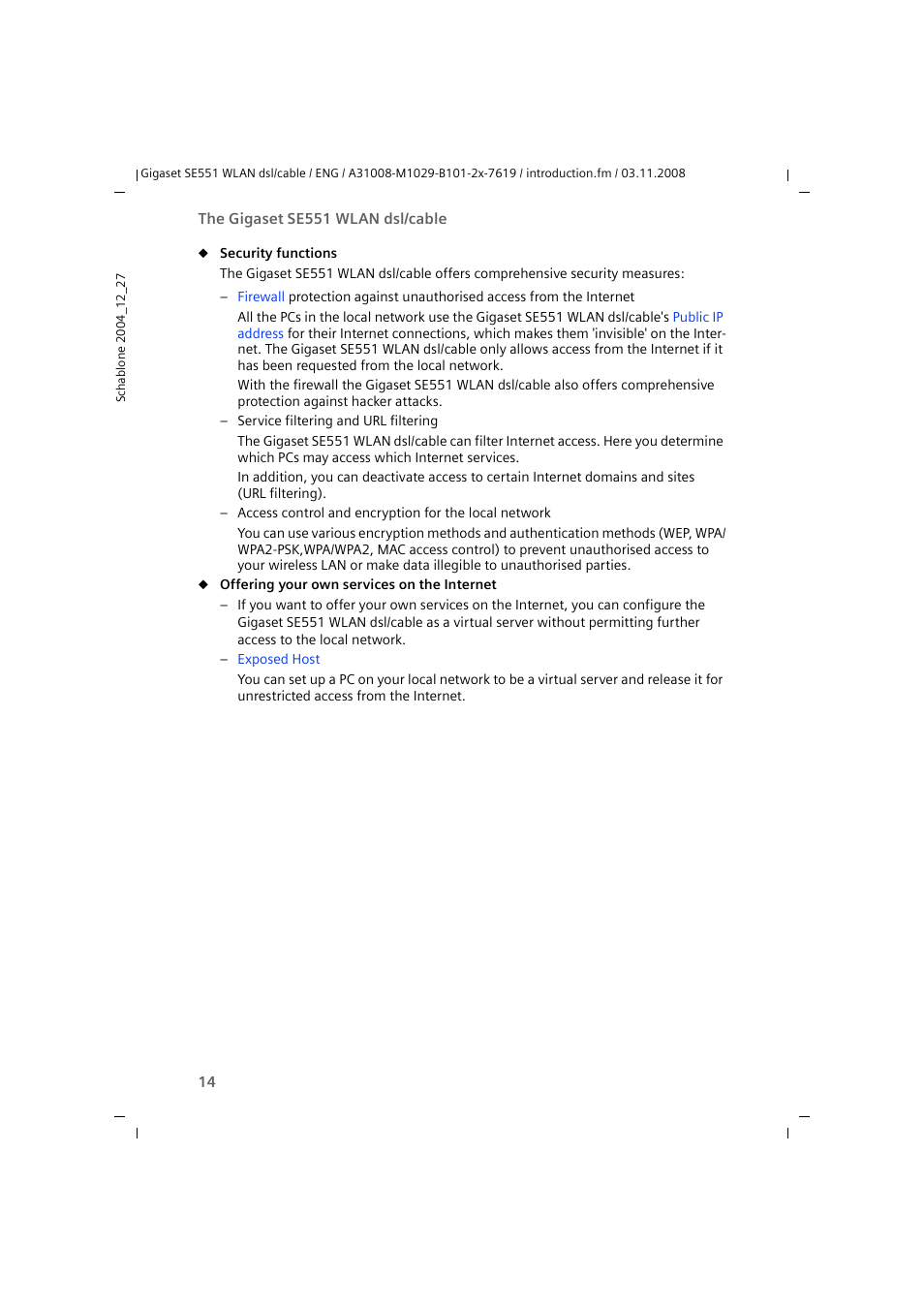 Siemens Simens Gigaset WLAN dsl/cable SE551 User Manual | Page 14 / 148