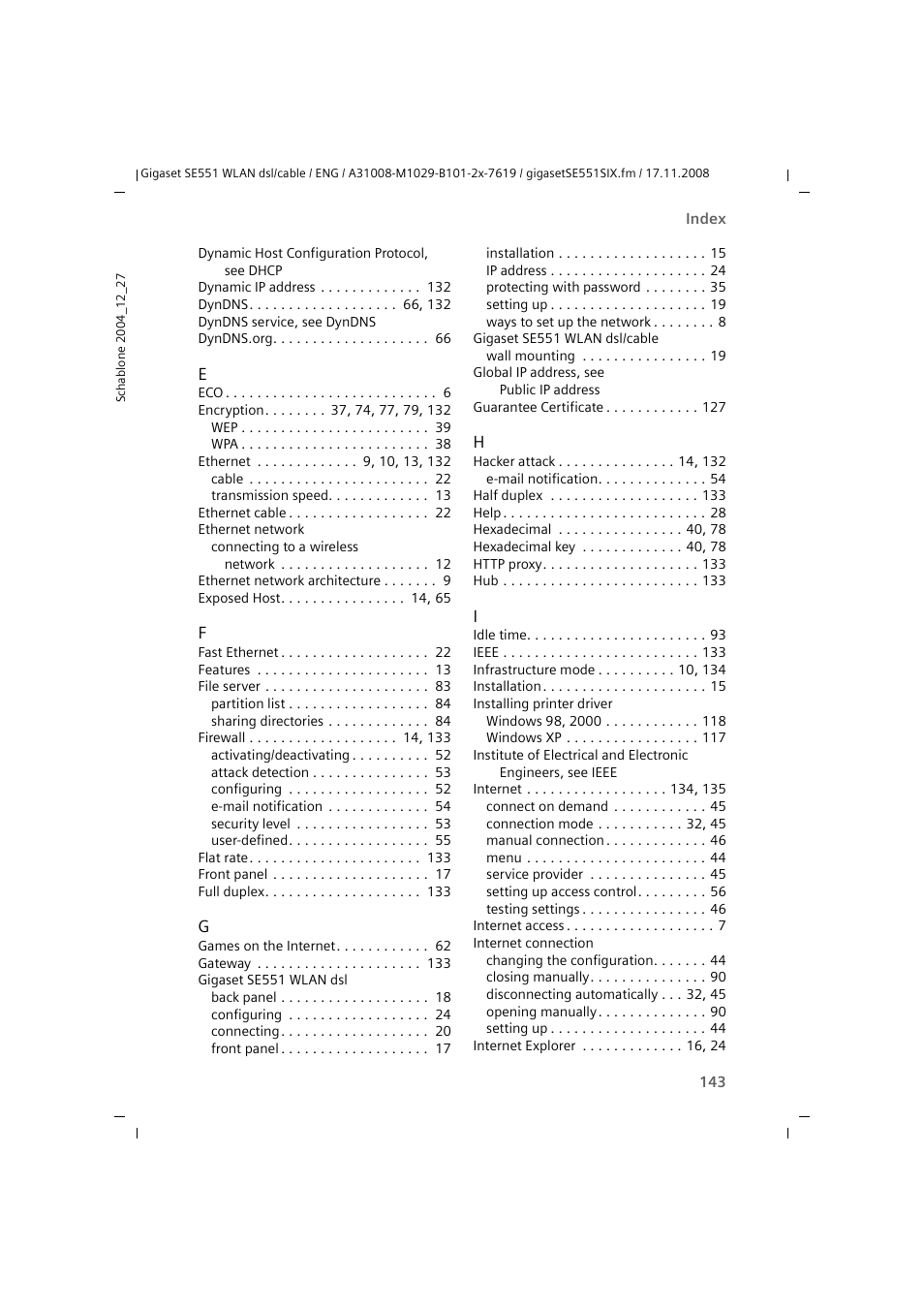 Siemens Simens Gigaset WLAN dsl/cable SE551 User Manual | Page 143 / 148