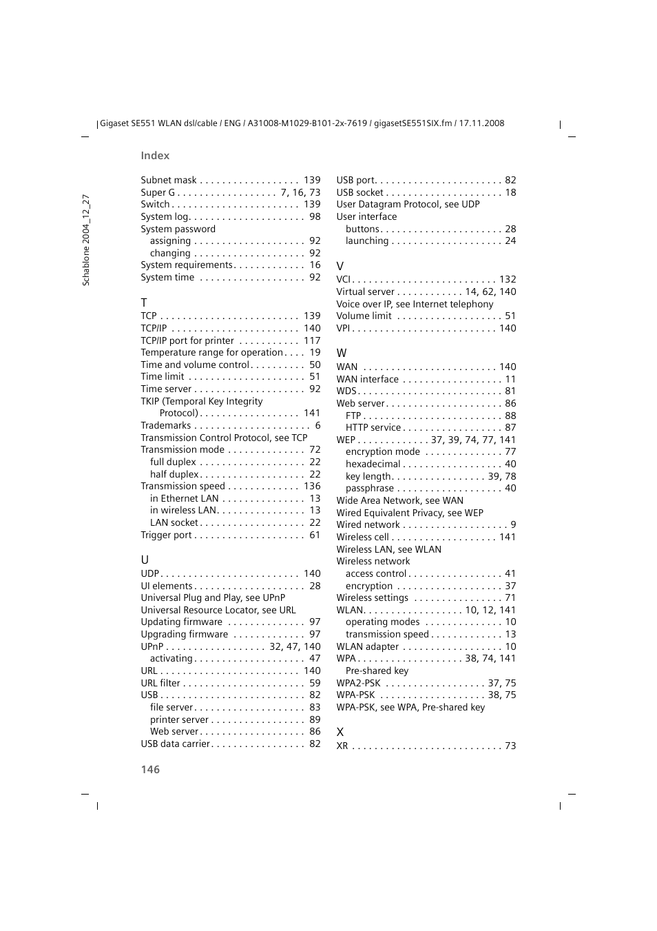 Siemens Simens Gigaset WLAN dsl/cable SE551 User Manual | Page 146 / 148