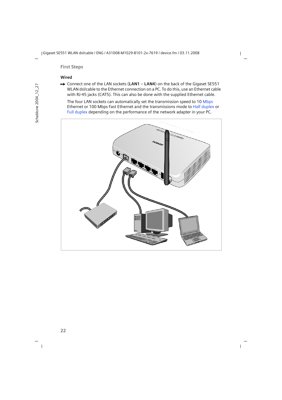 Siemens Simens Gigaset WLAN dsl/cable SE551 User Manual | Page 22 / 148