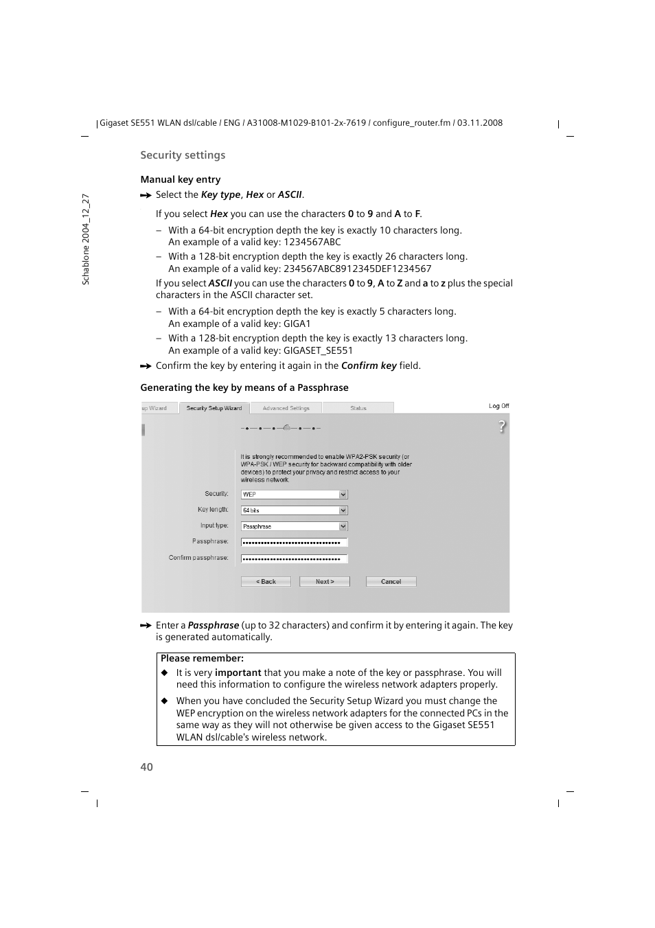 Siemens Simens Gigaset WLAN dsl/cable SE551 User Manual | Page 40 / 148