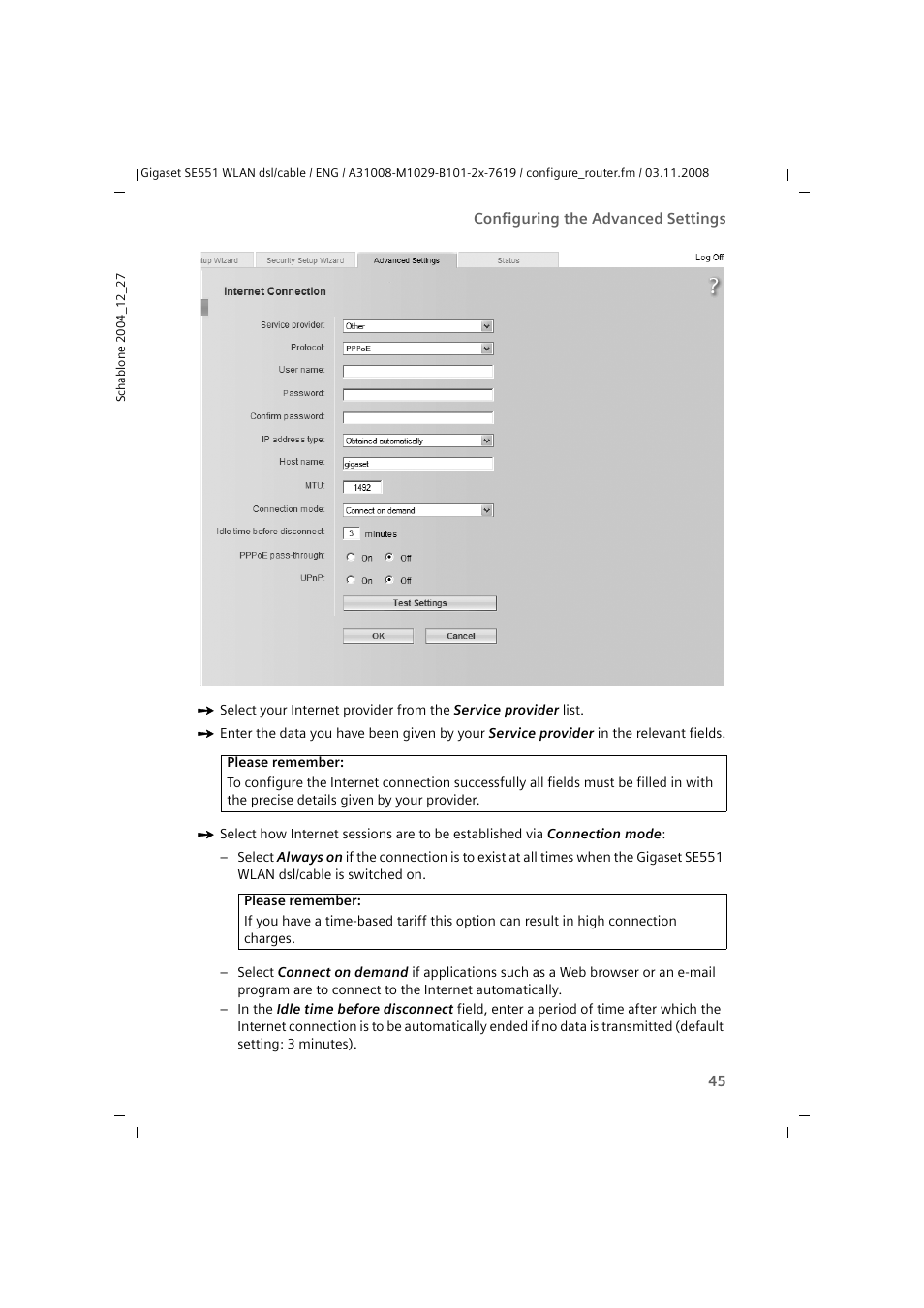 Siemens Simens Gigaset WLAN dsl/cable SE551 User Manual | Page 45 / 148