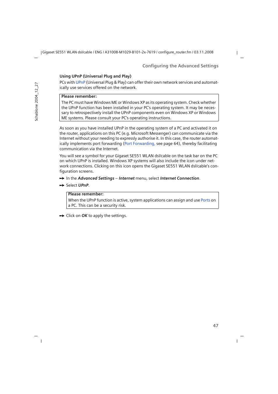 Siemens Simens Gigaset WLAN dsl/cable SE551 User Manual | Page 47 / 148