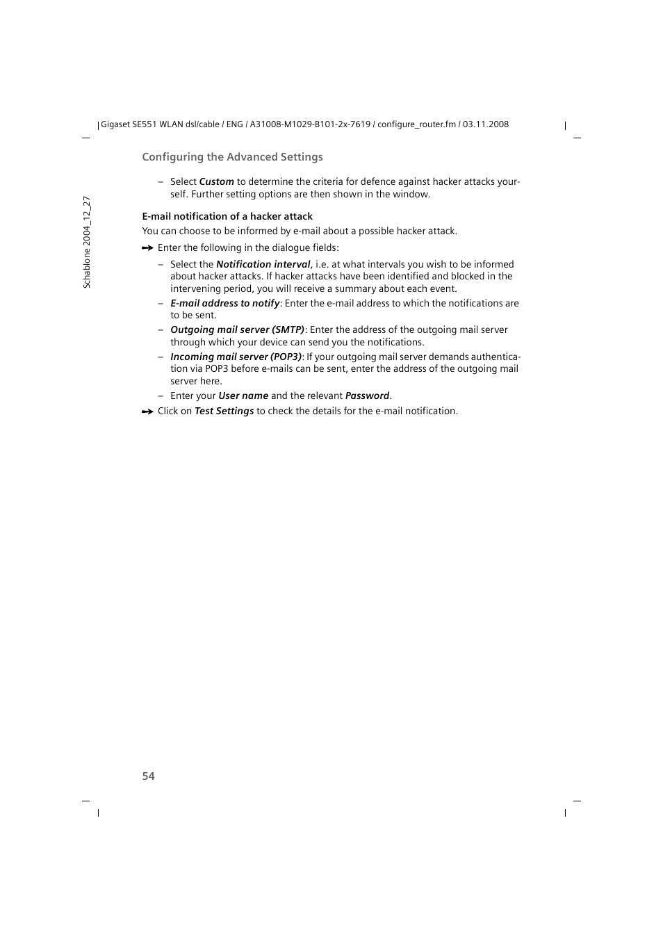 Siemens Simens Gigaset WLAN dsl/cable SE551 User Manual | Page 54 / 148