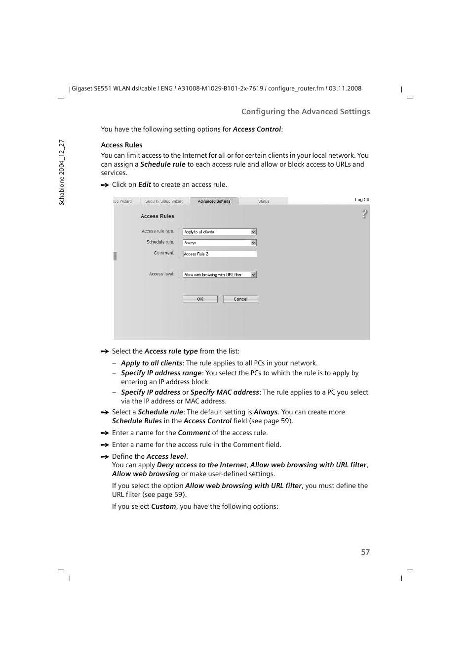 Siemens Simens Gigaset WLAN dsl/cable SE551 User Manual | Page 57 / 148