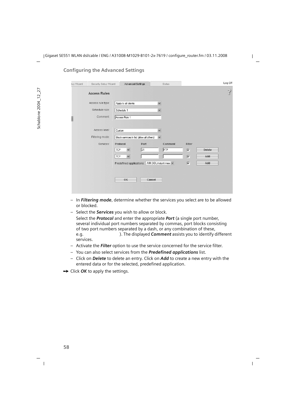 Siemens Simens Gigaset WLAN dsl/cable SE551 User Manual | Page 58 / 148