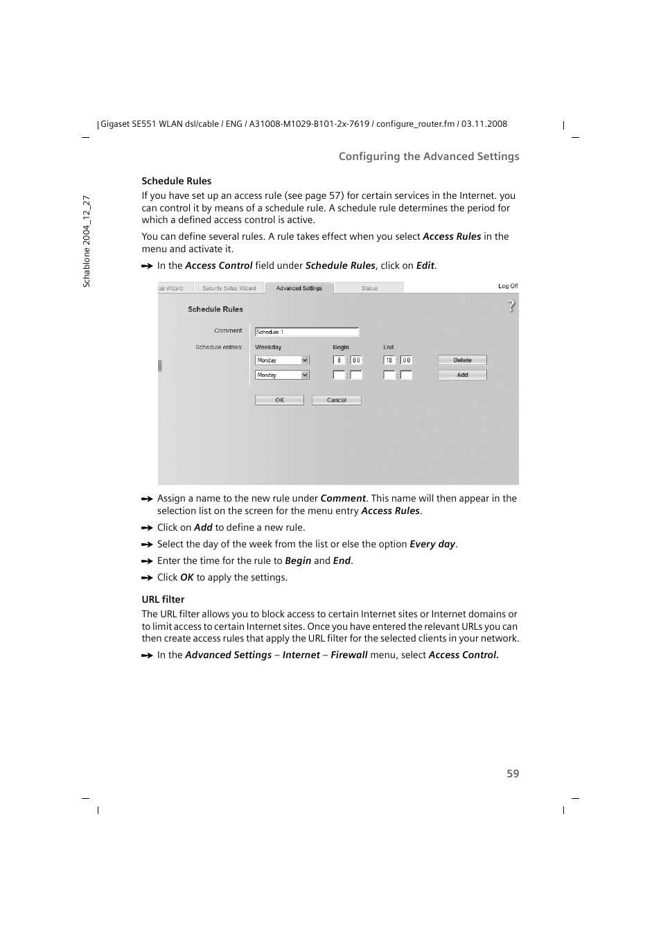 Siemens Simens Gigaset WLAN dsl/cable SE551 User Manual | Page 59 / 148