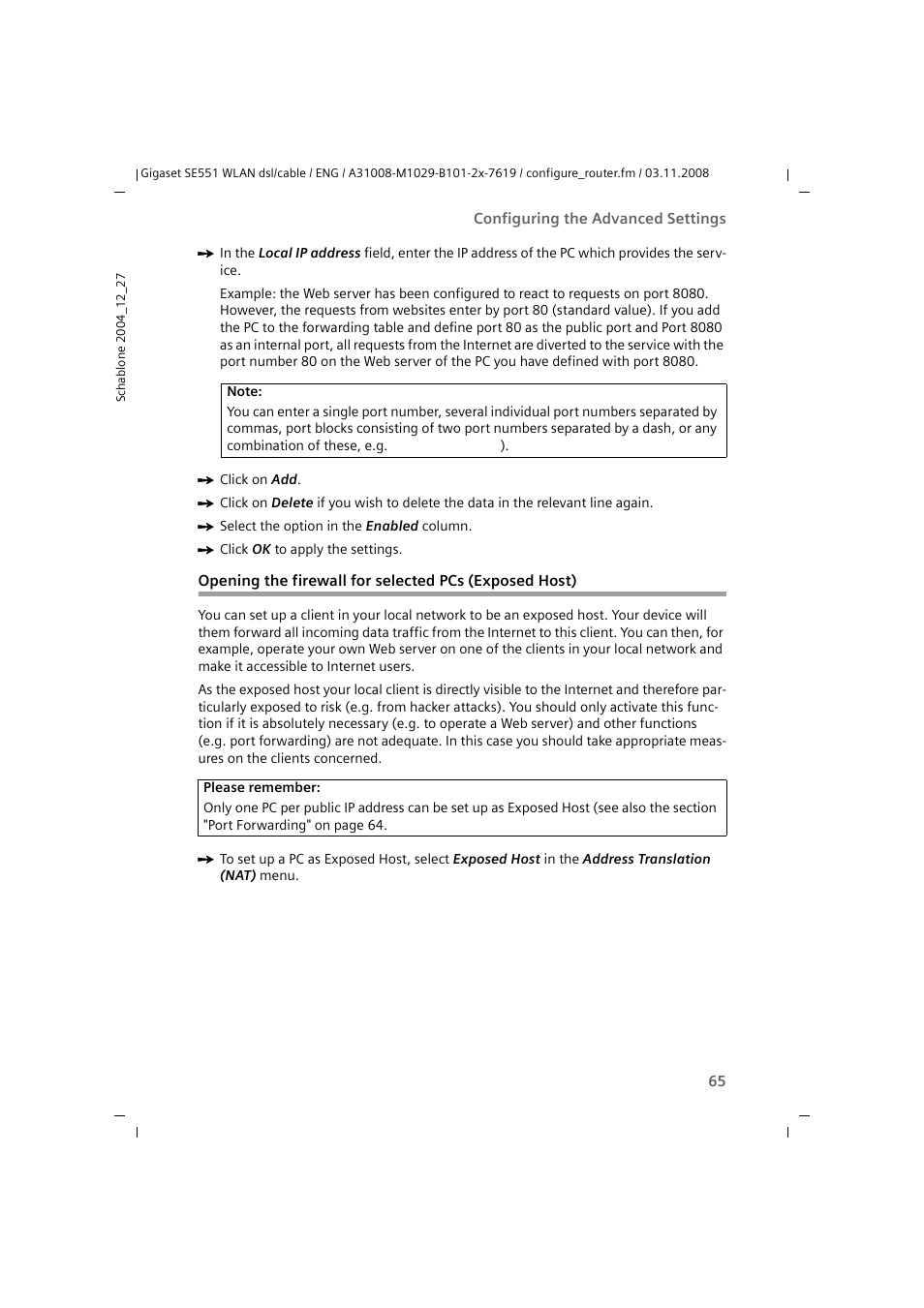 Siemens Simens Gigaset WLAN dsl/cable SE551 User Manual | Page 65 / 148