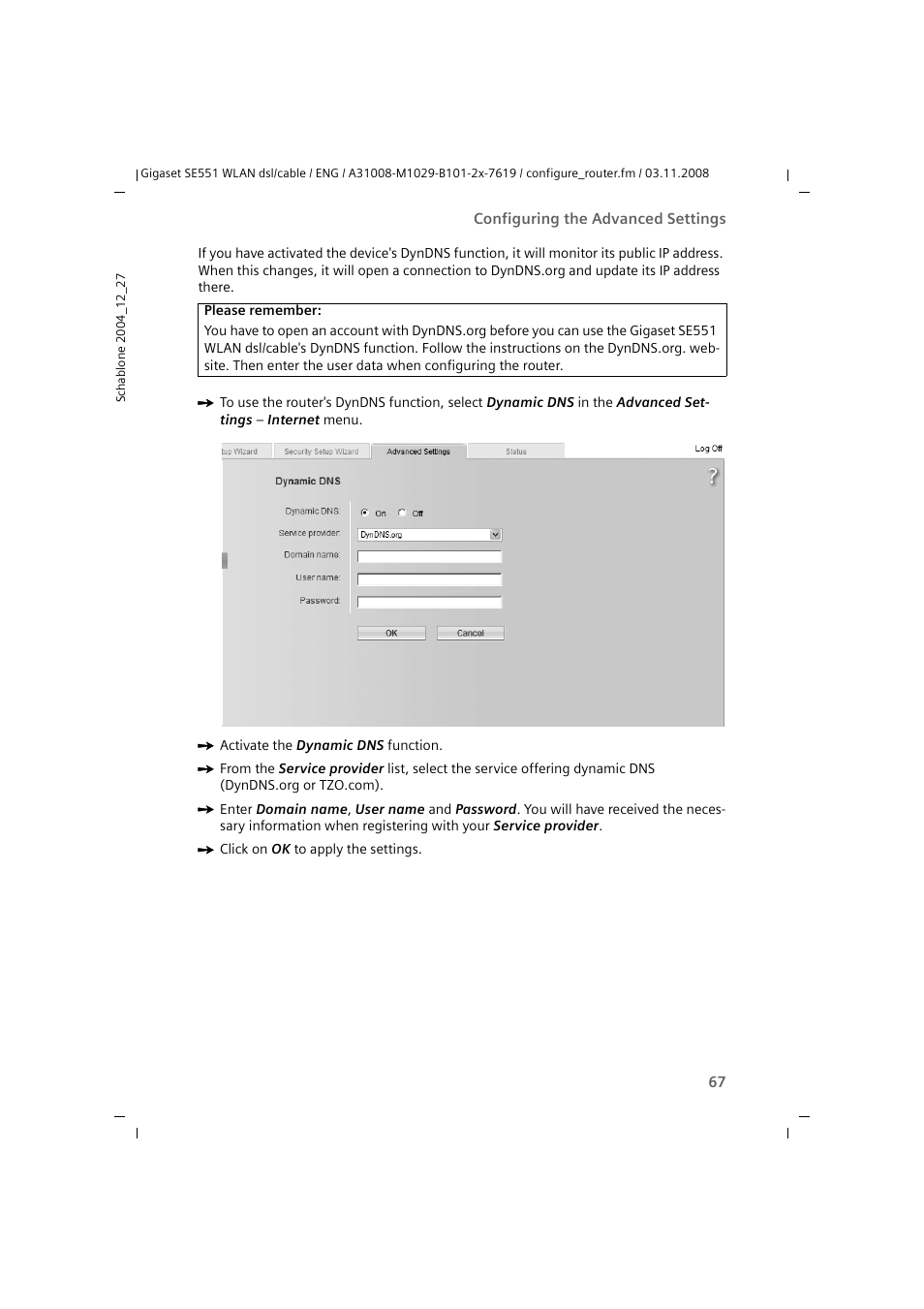 Siemens Simens Gigaset WLAN dsl/cable SE551 User Manual | Page 67 / 148