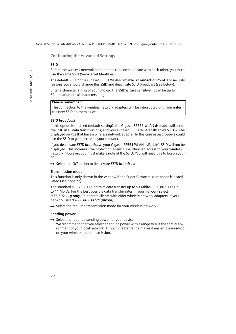 Siemens Simens Gigaset WLAN dsl/cable SE551 User Manual | Page 72 / 148