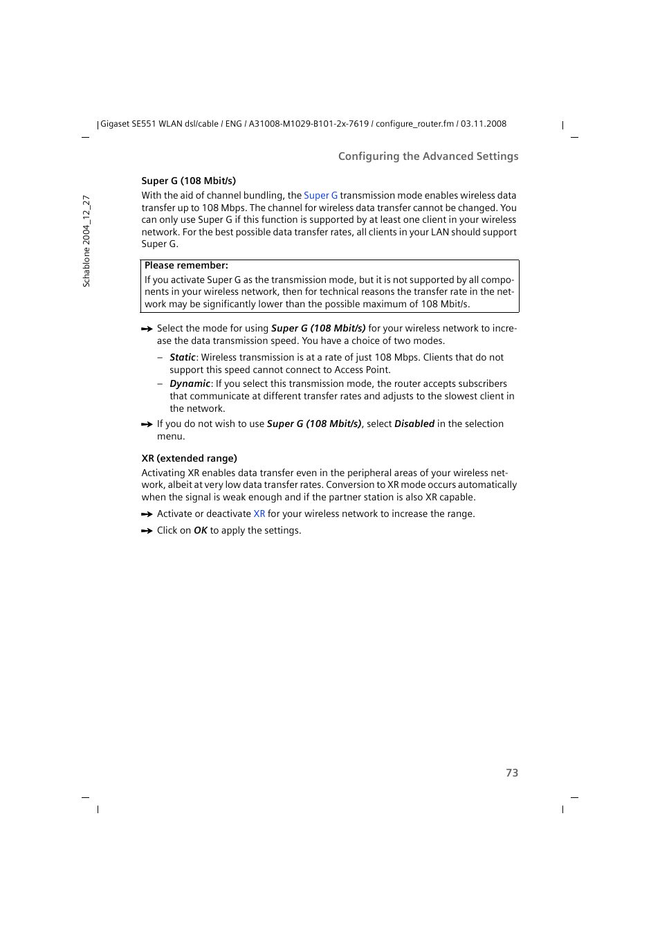 Siemens Simens Gigaset WLAN dsl/cable SE551 User Manual | Page 73 / 148