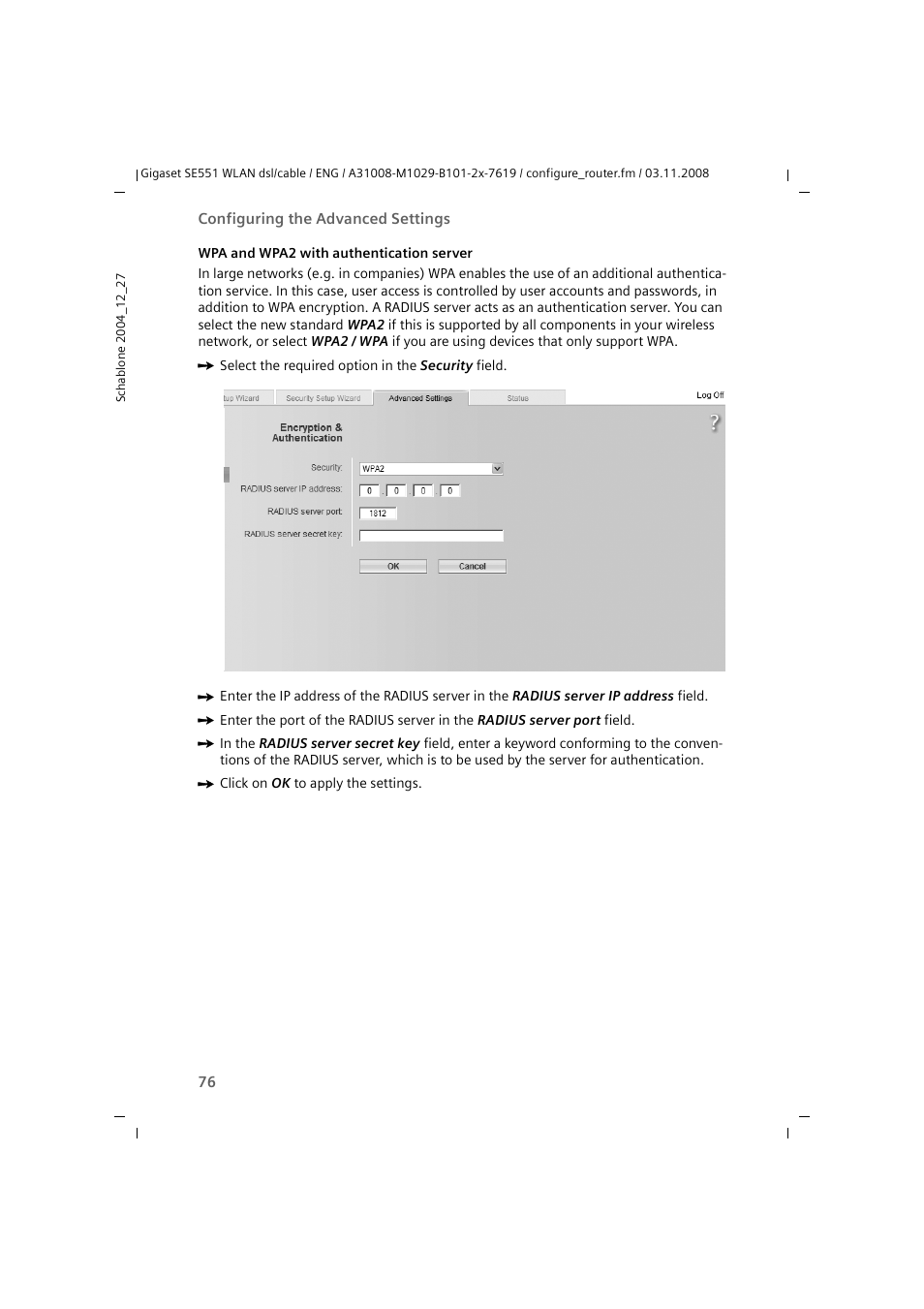 Siemens Simens Gigaset WLAN dsl/cable SE551 User Manual | Page 76 / 148