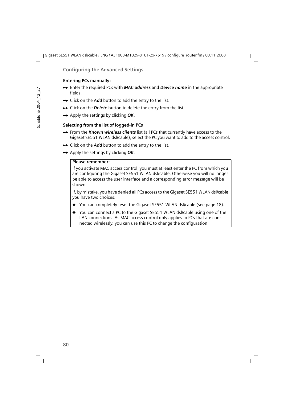 Siemens Simens Gigaset WLAN dsl/cable SE551 User Manual | Page 80 / 148