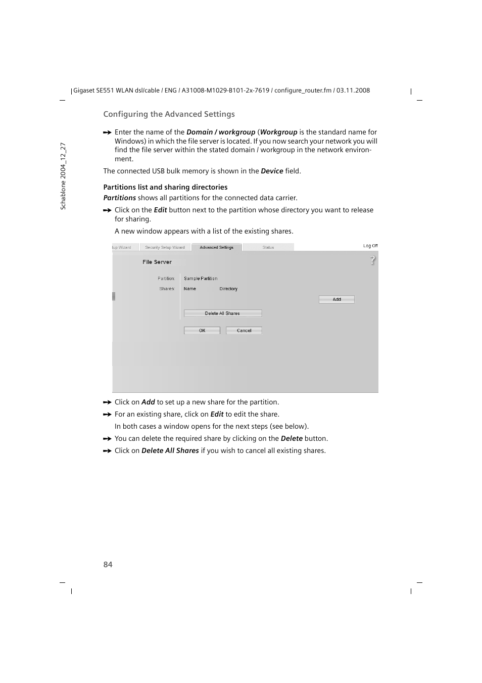 Siemens Simens Gigaset WLAN dsl/cable SE551 User Manual | Page 84 / 148