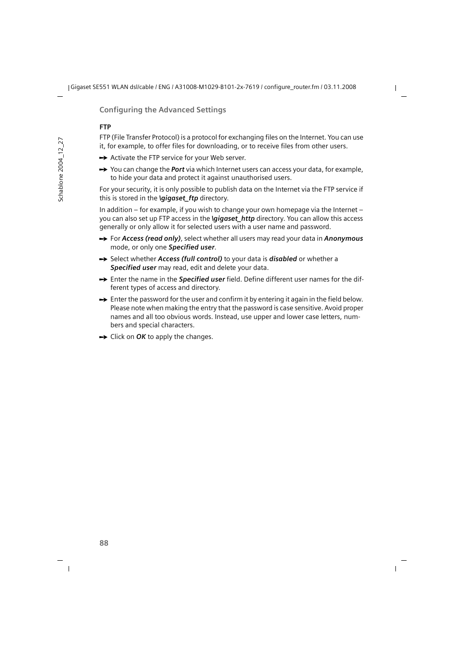 Siemens Simens Gigaset WLAN dsl/cable SE551 User Manual | Page 88 / 148