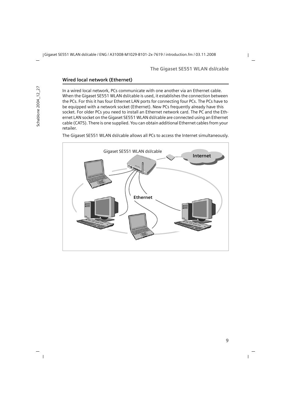 Wired local network (ethernet) | Siemens Simens Gigaset WLAN dsl/cable SE551 User Manual | Page 9 / 148