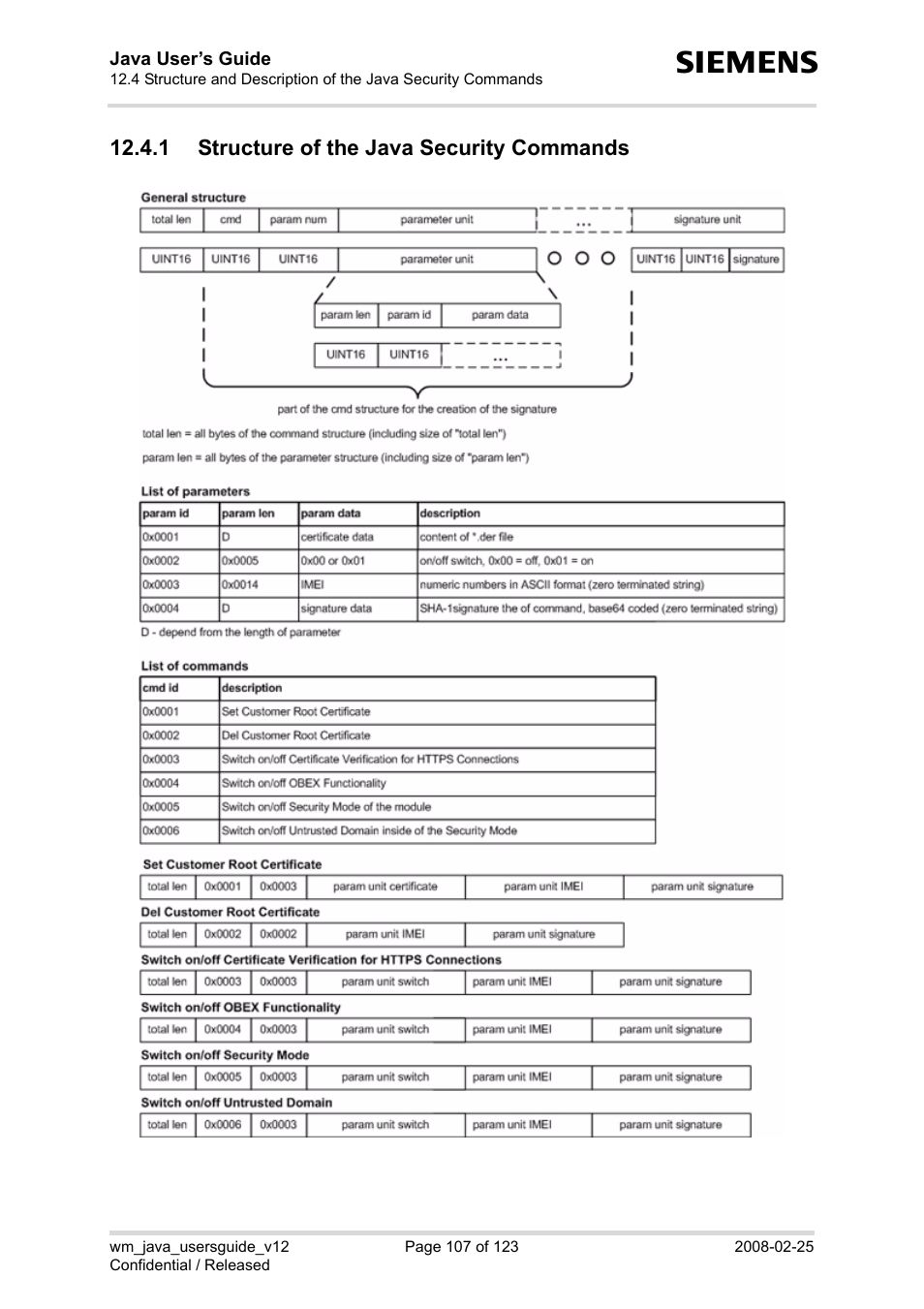 1 structure of the java security commands | Siemens XT65 User Manual | Page 107 / 123