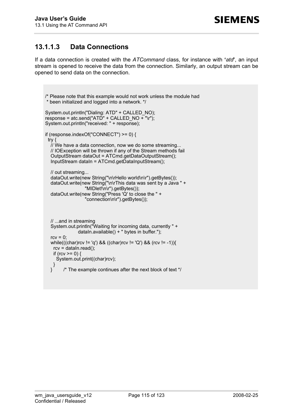3 data connections | Siemens XT65 User Manual | Page 115 / 123