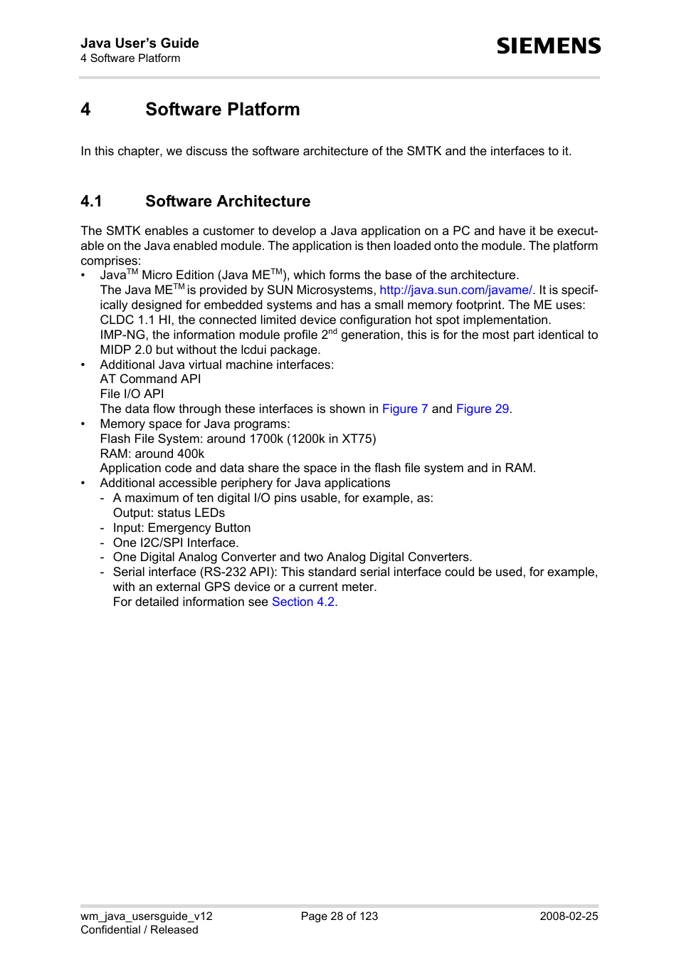 4 software platform, 1 software architecture, Software platform 4.1 | Software architecture, 4software platform | Siemens XT65 User Manual | Page 28 / 123