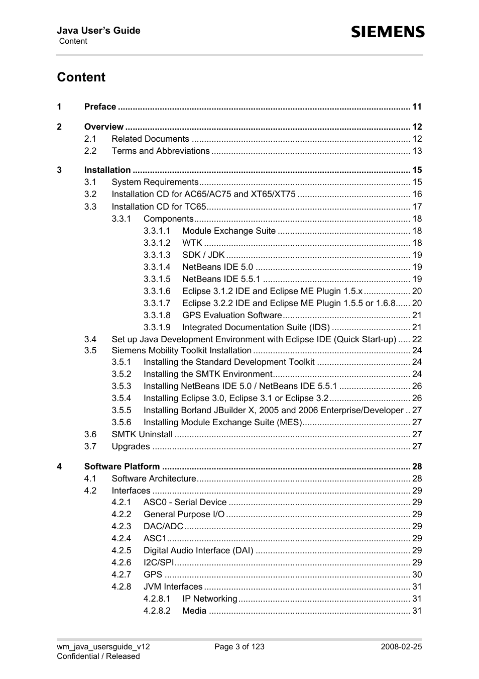 Content | Siemens XT65 User Manual | Page 3 / 123