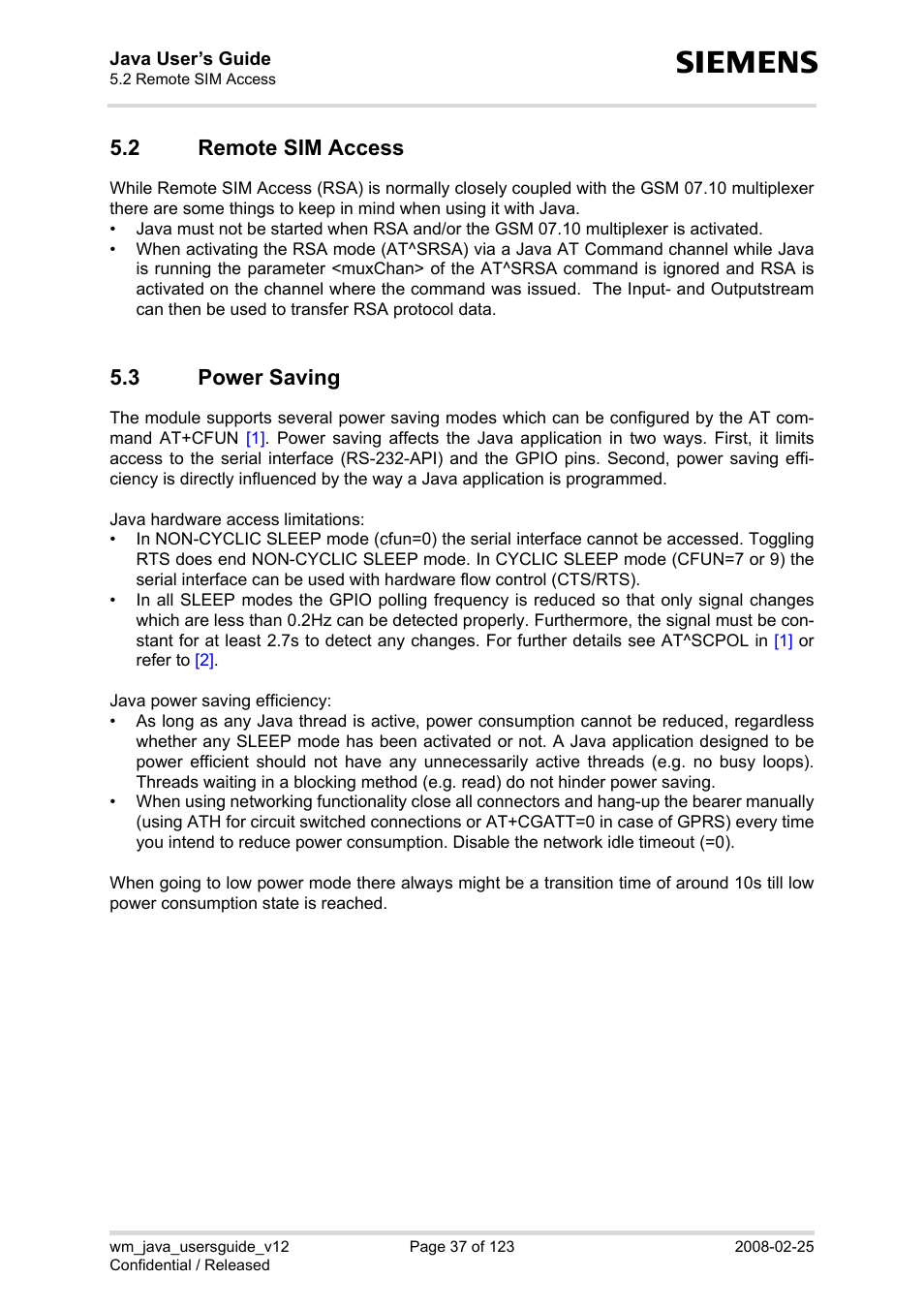 2 remote sim access, 3 power saving, Remote sim access | Power saving | Siemens XT65 User Manual | Page 37 / 123