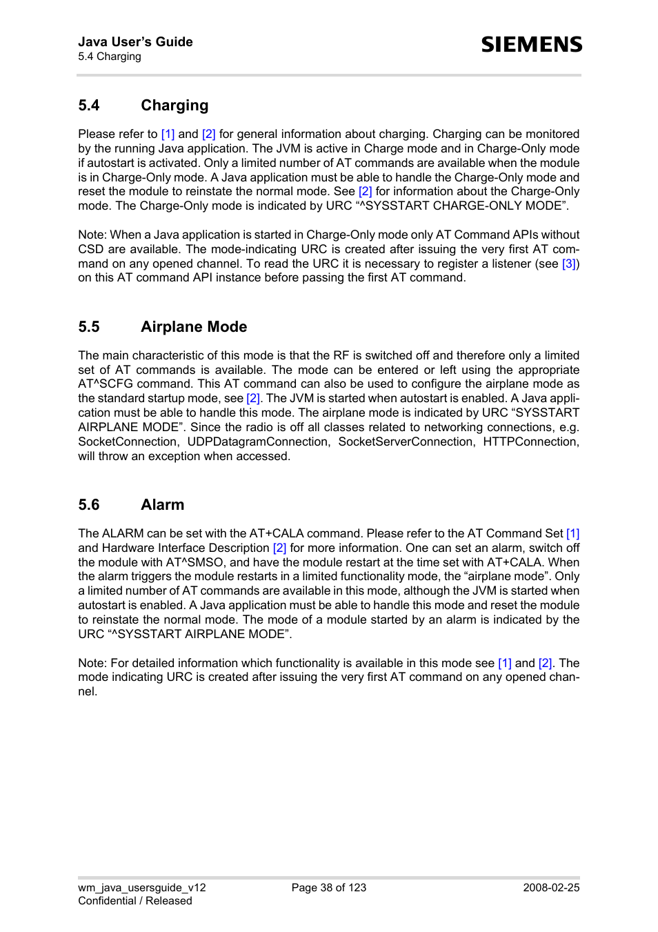 4 charging, 5 airplane mode, 6 alarm | Charging, Airplane mode, Alarm | Siemens XT65 User Manual | Page 38 / 123