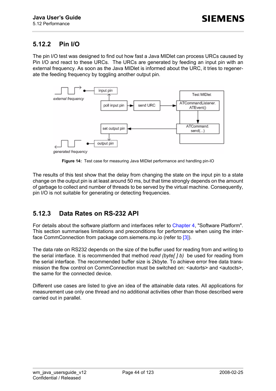 2 pin i/o, 3 data rates on rs-232 api, 2 pin i/o 5.12.3 data rates on rs-232 api | Figure 14 | Siemens XT65 User Manual | Page 44 / 123