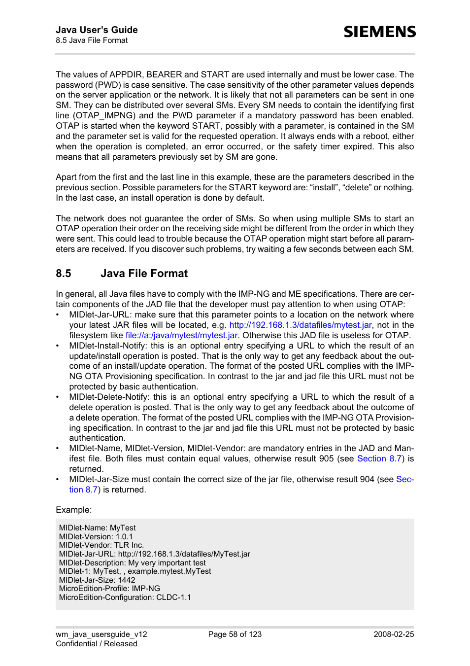 5 java file format, Java file format | Siemens XT65 User Manual | Page 58 / 123