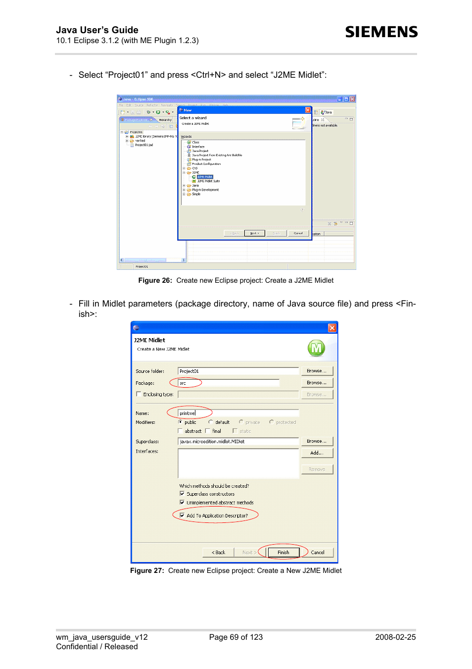 Figure 26, Create new eclipse project: create a j2me midlet, Figure 27 | Siemens XT65 User Manual | Page 69 / 123