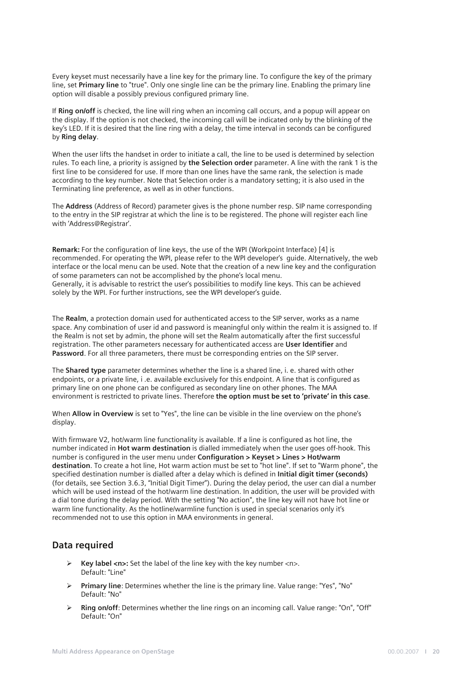 Data required | Siemens M SERIES MG-2D User Manual | Page 20 / 23