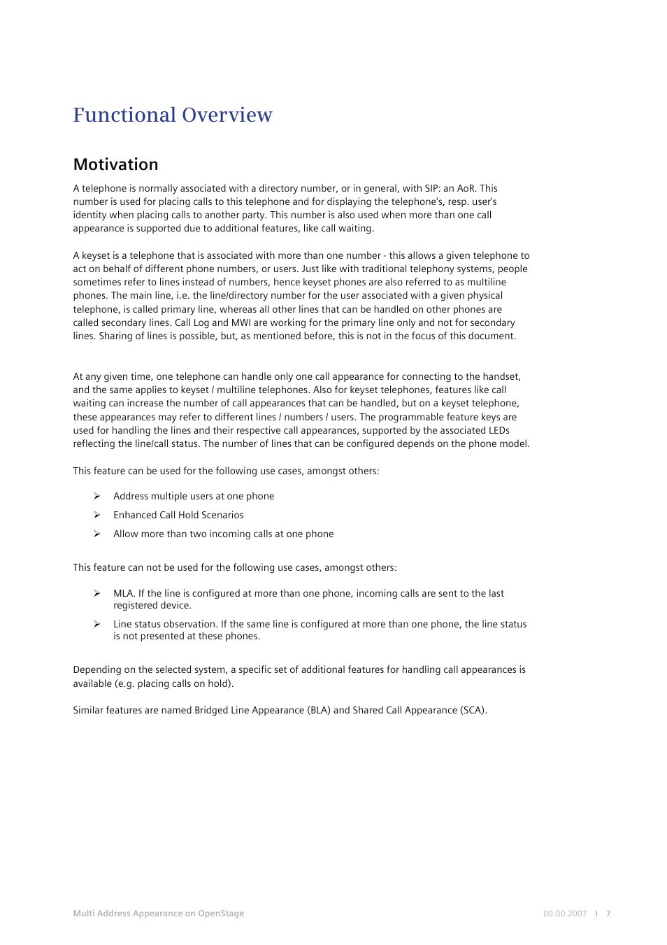 Functional overview, Motivation | Siemens M SERIES MG-2D User Manual | Page 7 / 23