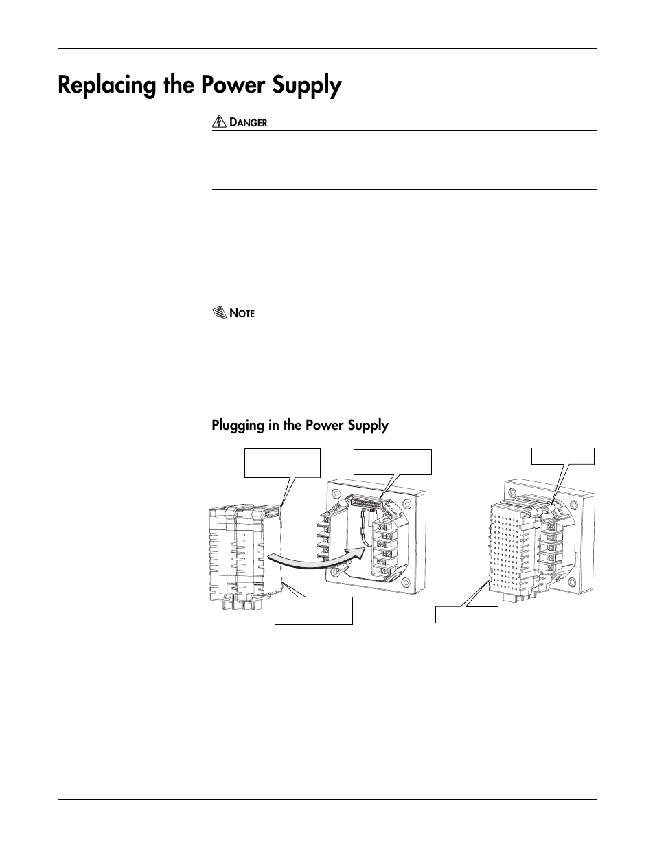 Replacing the power supply, Plugging in the power supply, Installing the power supply | Siemens ACCESS 9200 User Manual | Page 2 / 5