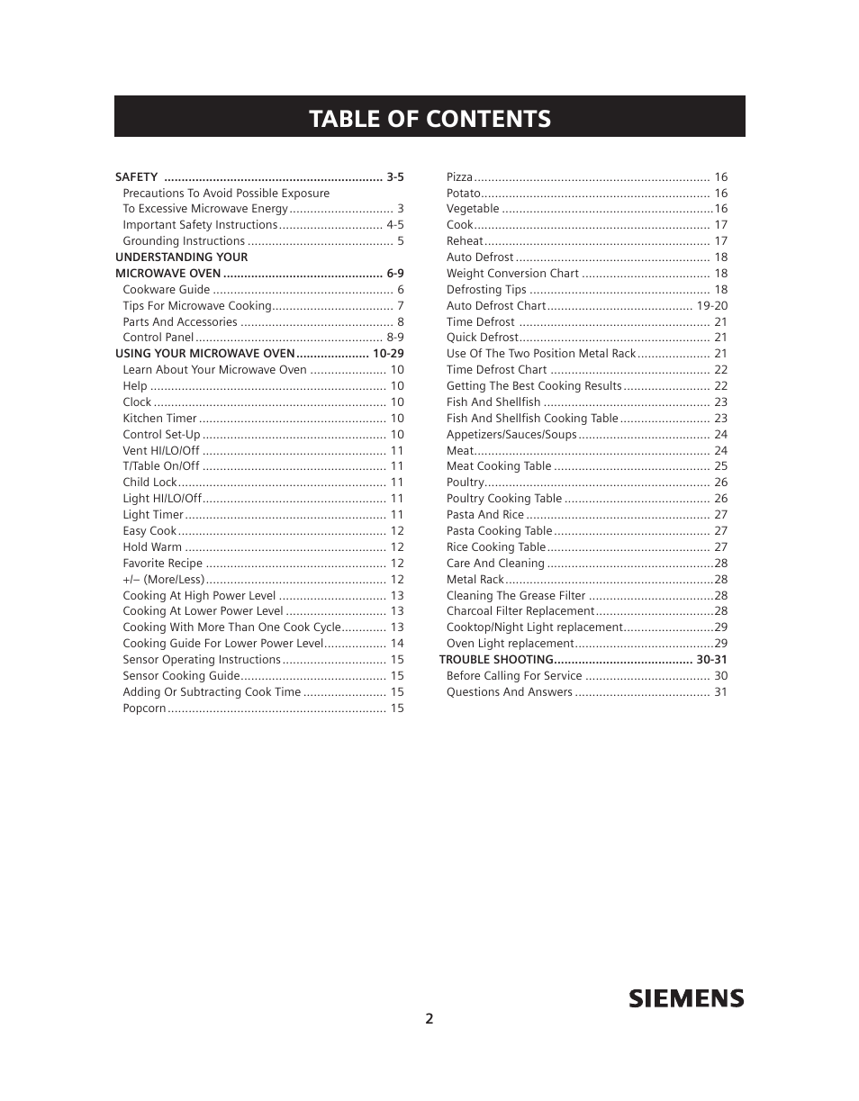 Siemens HF36V306 User Manual | Page 2 / 32