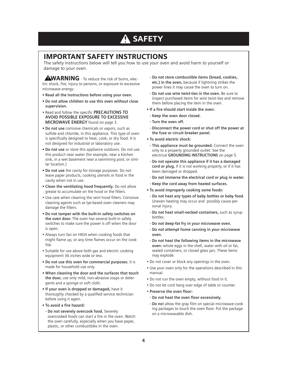 Safety, Important safety instructions, Warning | Siemens HF36V306 User Manual | Page 4 / 32