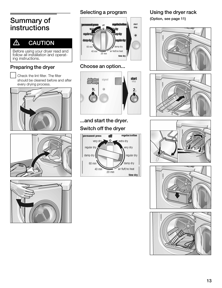 Summary of instructions d | Siemens WTXD5522UC User Manual | Page 13 / 68