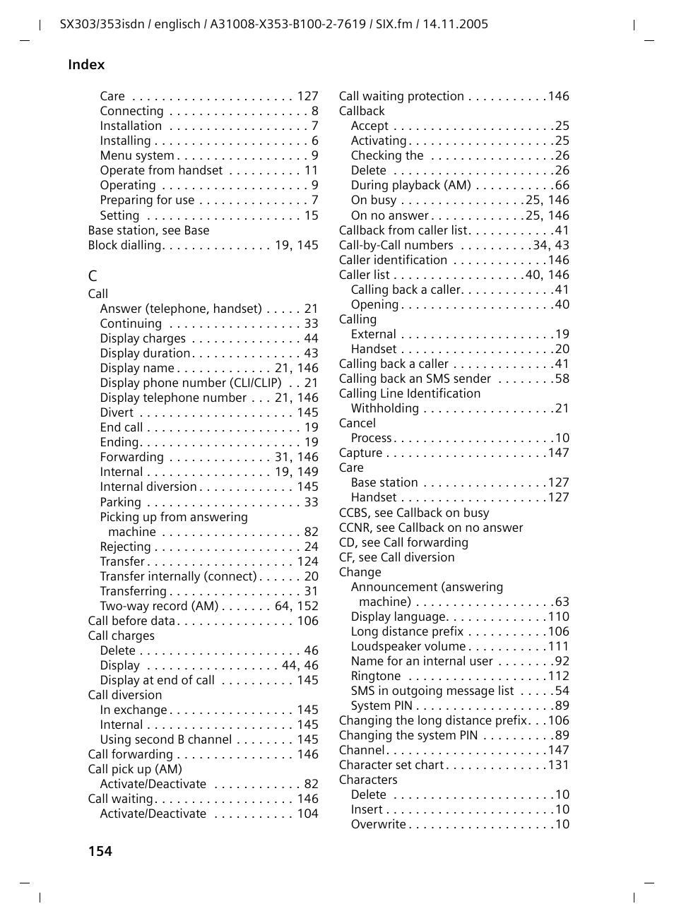 Siemens CX203isdn User Manual | Page 155 / 161